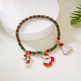 Stetnode Merry Christmas Multicolor Rice Beads Bracelet for Women Snowman Santa Claus Crutch Wreath Pendant Bracelets New Year Jewelry