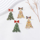 Stetnode Delicate Colorful Crystal Christmas Tree Drop Earrings for Women Shiny Rhinestone Bowknot Earrings Girls Holiday Jewelry Gifts