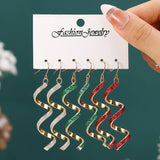 Stetnode 3 Pairs/Set Spiral Wave Curve Dangle Earrings for Women Fashion Simple Long Twisted Christmas Earring Girls Party Jewelry Gift