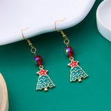 Stetnode New Crystal Christmas Tree Tassel Earrings for Women Trendy Rhinestone Snowflake Bow Round Drop Earring Girls Christmas Jewelry