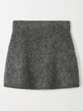 Stetnode Women Grey Mohair Knitted Sweater Mini Skirt Sets O Neck Knitted Pullover 2 Pieces 2024 Autumn Office Lady Commuting Streetwear