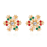 Stetnode Fashion Colorful Snowflake Stud Earrings for Women Charm Rhinestone Snow Flower Earring Girls Christmas Holiday Party Jewelry