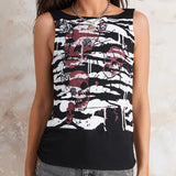 Stetnode 2000s Retro Skull Wing Print Tank Tops Cyber Grunge Y2K Graphic Sleeveless Vest  Emo Lace Backless Crop Top Women Clothes