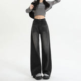 Stetnode Black Gray American Retro Jeans Wide Leg Baggy Pants Streetwear Trousers Y2k Fashion Spice Girls Denim Pants Straight Jeans