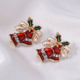 Stetnode Delicate Christmas Bowknot Bell Earrings for Women Sparkling Full Rhinestone Christmas Tree Dangle Earring Girls Holiday Jewelry