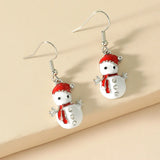 Stetnode Cute Christmas Snowman Earrings for Women Elegant Snowflake Christmas Tree Sock Bells Earrings New Year Party Jewelry Gift