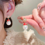 Stetnode Shiny Rhinestone Snowflake Stud Earrings for Women Fashion Small Snowflake Charm Earring Girls Christmas New Year Jewelry Gifts