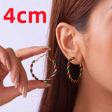 Stetnode Merry Christmas Red Green Twist Hoop Earrings for Women Girls Fashion Simple Round Circle Earrings Xmas New Year Jewelry Gifts