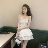 Stetnode Fashion Folds Women Dress Summer Casual Sexy Off Shoulder Female Mini Dresses Y2K Korean Cute Prom Dresses Dress New