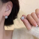 Stetnode Shiny Rhinestone Snowflake Stud Earrings for Women Fashion Small Snowflake Charm Earring Girls Christmas New Year Jewelry Gifts