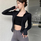 Stetnode Spring Summer Slim Fit Crop Tops Women Korean Wild Sports Fitness Long Sleeve Coat Woman Y2K Streetwear Zipper Up T Shirt