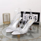 Stetnode Outfits Transparent rhinestone open toe summer sandals for women