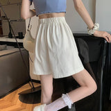 Stetnode Summer White Wide Leg Shorts Women 2024 Korean Elastic High Waist Short Pants Woman Chic All Match Loose Shorts Ladies