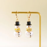 Stetnode Cute Christmas Snowman Drop Earrings for Women Fashion Shiny Crystal Snowflake Earring Girls New Year Party Jewelry Holiday Gift