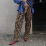 Stetnode Vintage Grunge Y2K Boyfriend Trousers Streetwear Leopard Print High Waist Long Pants Retro Women Chic Fashion Wide Leg Pants