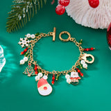 Stetnode Handmade Crystal Pearl Christmas Bracelets for Women Santa Claus Xmas Tree Snowflake Elk Wreath Pendant Bracelet Holiday Jewelry