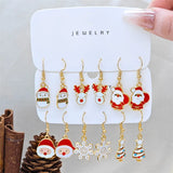 Stetnode 3 Pairs Cute Santa Claus Snowman Elk Combination Earrings for Women Enamel Cartoon Christmas Earrings Xmas New Year Jewelry Gift