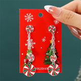 Stetnode New Fashion Plush Christmas Tree Earrings for Women Cute Rhinestone Santa Claus Bells Drop Earring Xmas New Year Holiday Jewelry