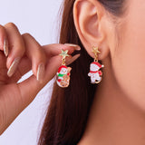 Stetnode New Trend Asymmetric Christmas Earrings for Women Cute Bear Santa Claus Christmas Tree Snowman Drop Earrings Girls Party Jewelry