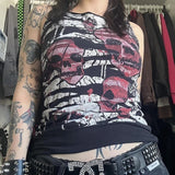 Stetnode 2000s Retro Graphic Kawaii Crop Tops Y2K Grunge Skull Emo Tank Tops Women Sleeveless Vest E-girl Gothic Cyber Mall Streetwear