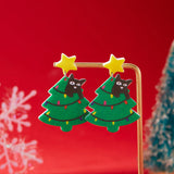 Stetnode Mixed Style Acrylic Christmas Earrings for Women Pattern Christmas Tree Black Cat Santa Claus Drop Earrings Girls Party Jewelry