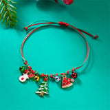 Stetnode Fashion Simple Handwoven Braided Christmas Bracelets for Women Enamel Metal Xmas Tree Santa Claus Adjustable Bracelet Jewelry