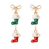 Stetnode Fashion Christmas Asymmetrical Drop Earrings for Women Santa Claus Bells Snowman Xmas Tree Boots Hat Earring Girls Party Jewelry