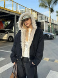 Stetnode American Retro Fur Collar Hooded Zipper Jacket Fashion High Street Zippered Hooded Jacket Harajuku Hip Hop Y2k Hooded Jacket