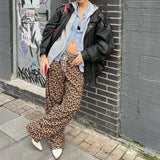 Stetnode Vintage Grunge Y2K Boyfriend Trousers Streetwear Leopard Print High Waist Long Pants Retro Women Chic Fashion Wide Leg Pants