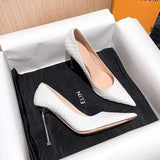 Stetnode New White Super High Stiletto Heels Pumps Women Office Pointed Toe Thin Heel Party Shoes Woman High Heel Work Dress Shoes