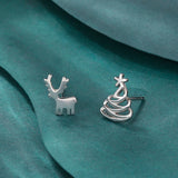 Stetnode Fashion Small Christmas Earrings for Women Cute Asymmetric Elk Santa Claus Snowflake Xmas Tree Stud Earring Girls Party Jewelry