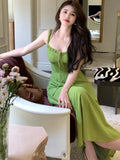 Stetnode 2024 Summer Elegant Women Sweet Party Midi Holiday Dresses Casual Female Lace Up Robe