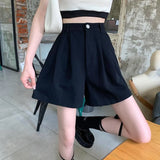 Stetnode Summer White Wide Leg Shorts Women 2024 Korean Elastic High Waist Short Pants Woman Chic All Match Loose Shorts Ladies