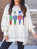 Stetnode Women Y2k Graphic Sweatshirt Sequin Christmas Sweater Nutcracker Shirt Crewneck Long Sleeve Pullover Jumper Tops