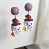 Stetnode Cute Resin Ghost Drop Earrings for Women Red Bowknot Star Ghost Earring Christmas Halloween Festival Party Jewelry Accessories