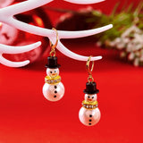 Stetnode Fashion Christmas White Snowman Pearl Drop Earrings for Women Cute Rhinestone Snowflake Earring Jewelry New Year Holiday Gifts