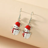 Stetnode Cute Christmas Snowman Earrings for Women Elegant Snowflake Christmas Tree Sock Bells Earrings New Year Party Jewelry Gift