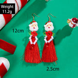 Stetnode Creative 3D Rose Santa Claus Dangle Earrings For Women Ethnic Creative Long Tassel Drop Earrings  Festival Jewelry Holiday Gift