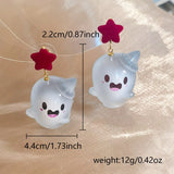 Stetnode Cute Resin Ghost Drop Earrings for Women Red Bowknot Star Ghost Earring Christmas Halloween Festival Party Jewelry Accessories