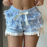 Stetnode Women Lace Ruffle Shorts Kawaii Lolita Bloomers Layered Boxer Shorts Cute Pumpkin Pants Boy Shorts Bottoms