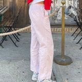 Stetnode Stripe Print Elastic Loose Lounge Pajamas Trousers with Pockets 90s Vintage Wide Leg Pants Chic Women Fashion Pants Streetwear