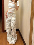 Stetnode American Retro Camouflage Cargo Pants Y2k E-Girl High Waist Straight Jeans for Women 2024 Sumemr New Loose Wide Leg