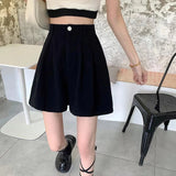 Stetnode Summer White Wide Leg Shorts Women 2024 Korean Elastic High Waist Short Pants Woman Chic All Match Loose Shorts Ladies