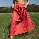 Stetnode Y2k Women Gingham Maxi Skirts A Line Ruffle Plaid Midi Skirt Flowy Long Skirt Losse High Waist Summer Vintage Streetwear