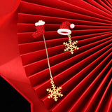 Stetnode Cute Design Moving Santa Claus Tassel Earrings for Women Delicate Asymmetric Christmas Hat Gloves Long Dangling Earring Jewelry