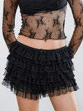 Stetnode Y2k Coquette Black Boyshorts Tulle Lace Bloomer Shorts Women Ruffle Layered Pumpkin Short Skirt Fairycore Grunge Micro Bottoms