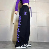 Stetnode Streetwear Jogging Sweatpants Women Harajuku Y2K Graffiti Print Loose Wide Leg Pants Bf Hip Hop Drawstring Casual Trousers