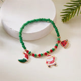 Stetnode Merry Christmas Multicolor Rice Beads Bracelet for Women Snowman Santa Claus Crutch Wreath Pendant Bracelets New Year Jewelry