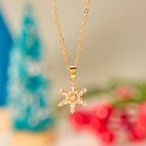 Stetnode Delicate Zircon Snowflake Choker Necklace for Women Metal Santa Claus Xmas Tree Pendant Necklace Christmas Jewelry New Year Gift