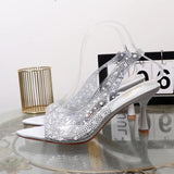 Stetnode Outfits Transparent rhinestone open toe summer sandals for women